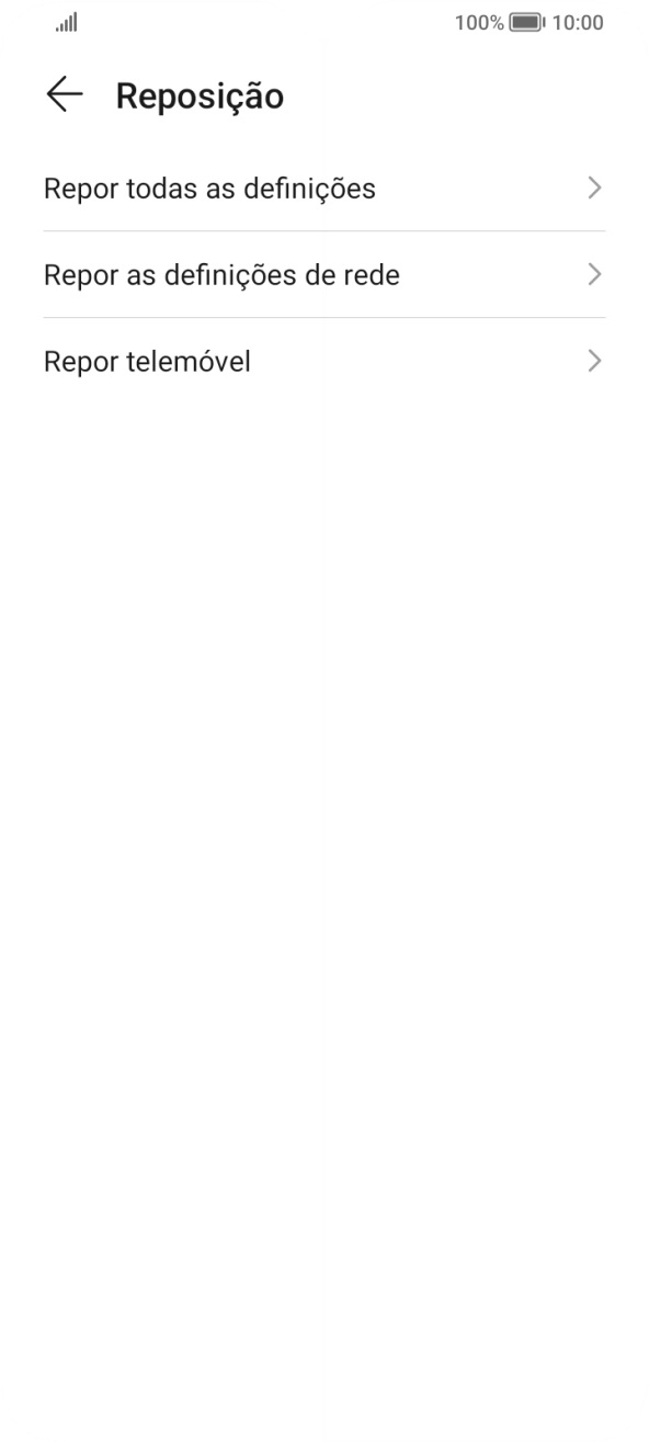 Prima Repor as definições de rede.