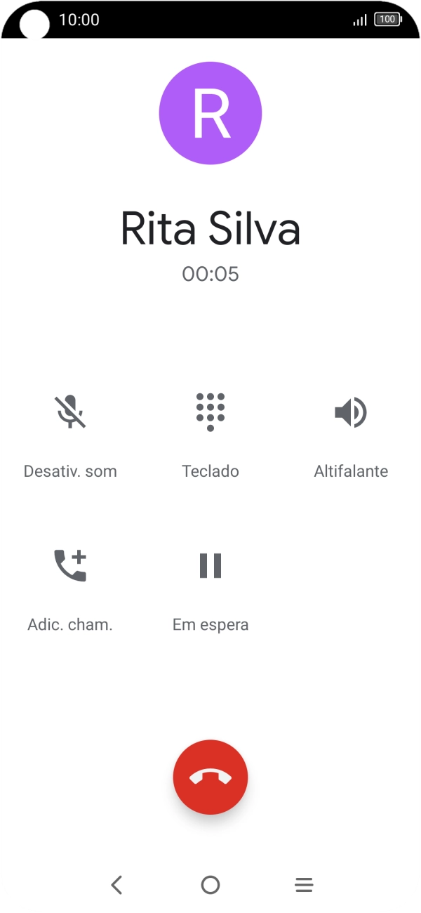 Prima o ícone para terminar a chamada.