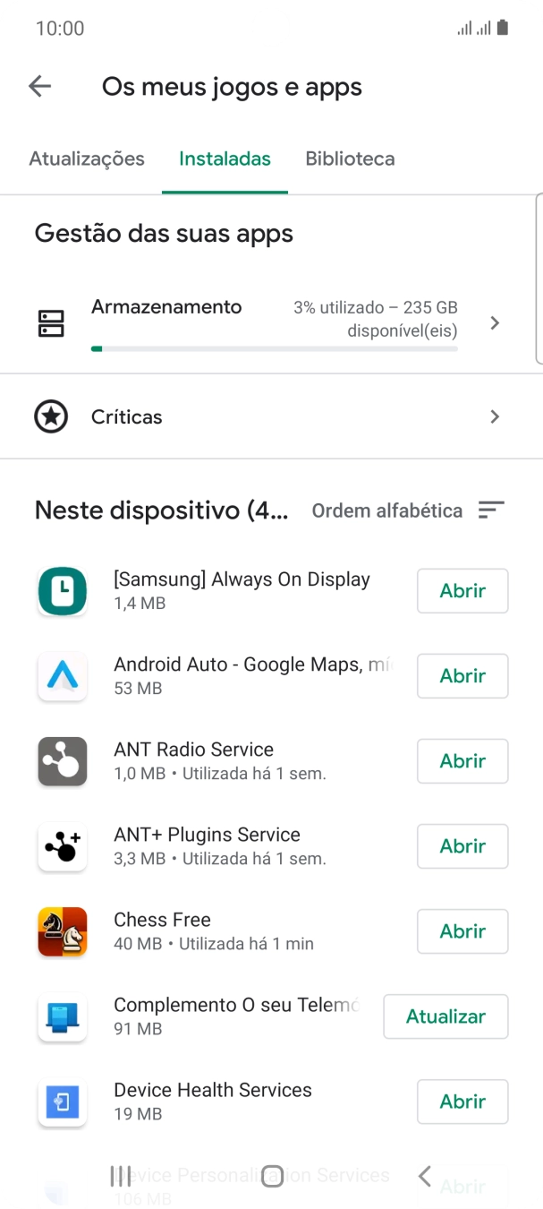 Prima a app pretendida.