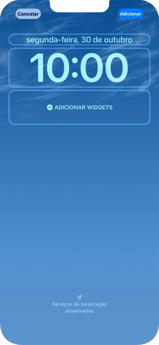 Se pretender personalizar a visualização da data no ecrã de bloqueio, prima o widget de data e siga as indicações no ecrã para escolher a visualização pretendida para o widget.