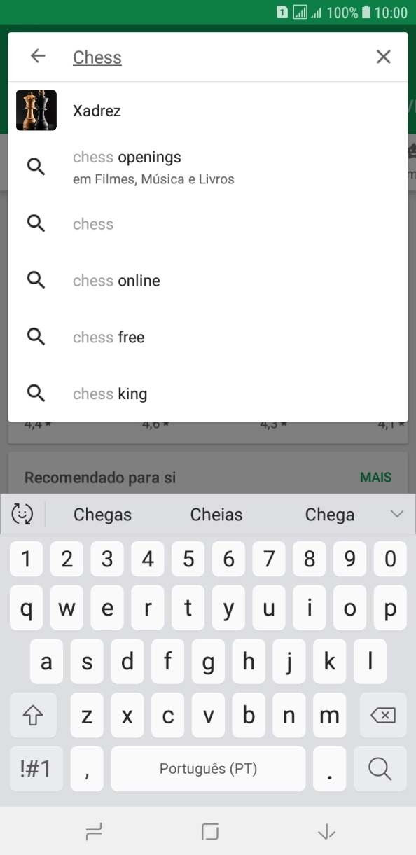 Introduza o nome ou categoria da app pretendida e prima o ícone para pesquisar.