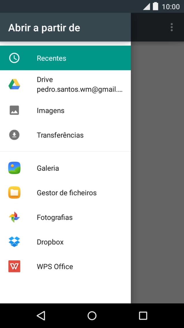 Prima Imagens e vá até à pasta pretendida.