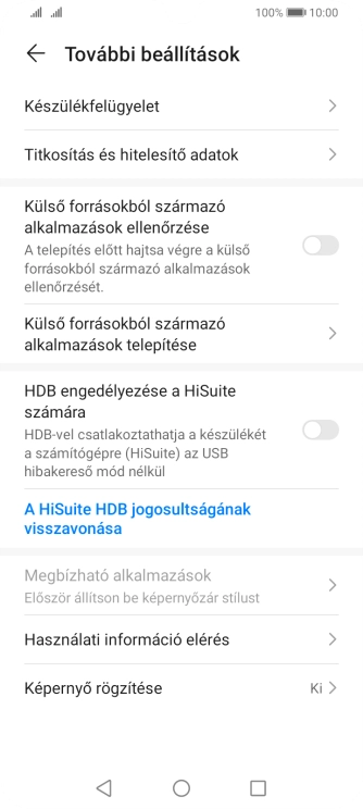 Válaszd a Titkosítás és hitelesítő adatok lehetőséget.