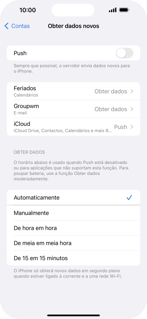 Se desativar a função, prima a definição pretendida.