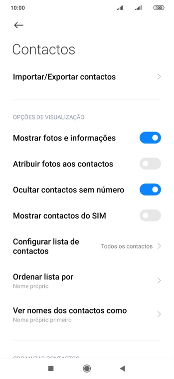 Prima Importar/Exportar contactos.