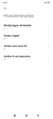 Kattints a kívánt hívásátirányítás-típusra.