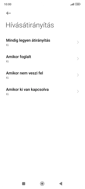 Kattints a kívánt hívásátirányítás-típusra.