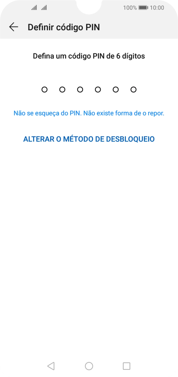 Prima ALTERAR O MÉTODO DE DESBLOQUEIO.