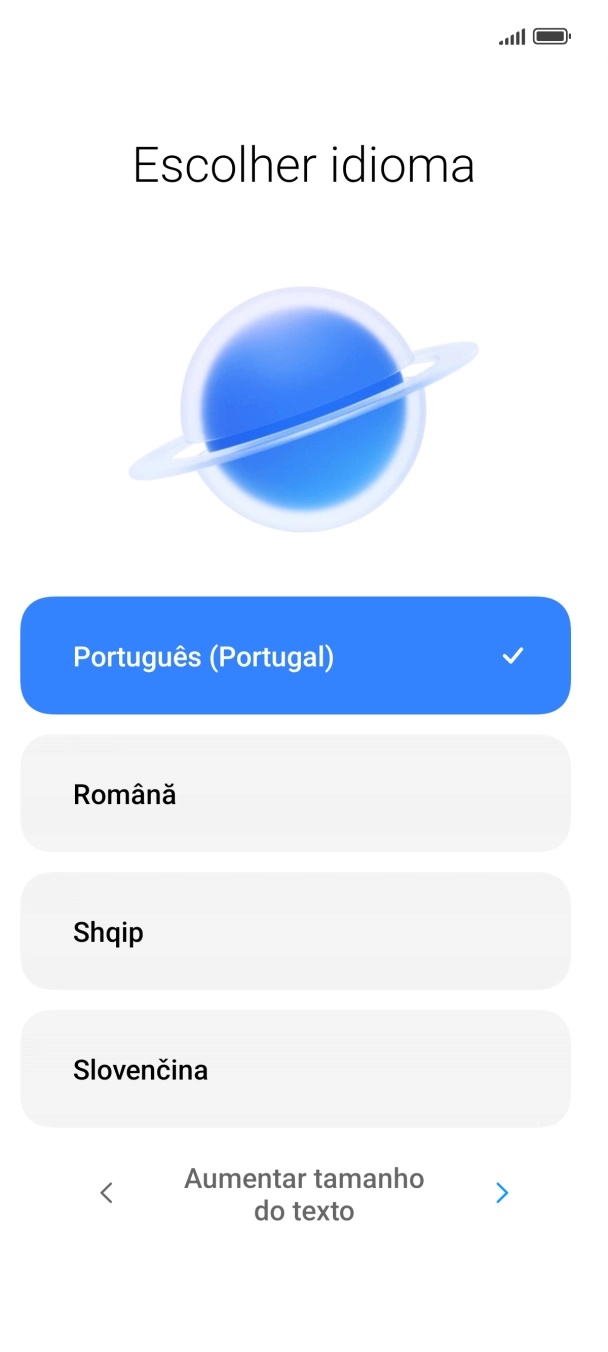 Prima o idioma pretendido.