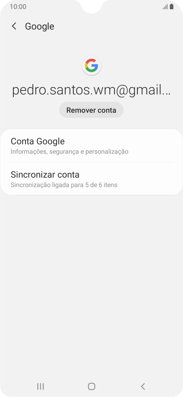 Prima Sincronizar conta.