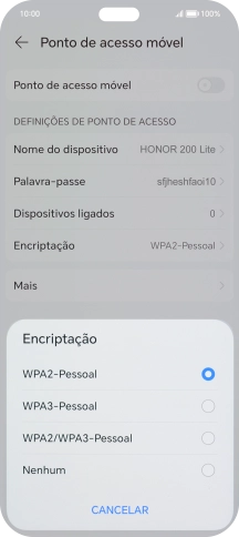 Prima WPA3-Personal para proteger o hotspot Wi-Fi com uma password.