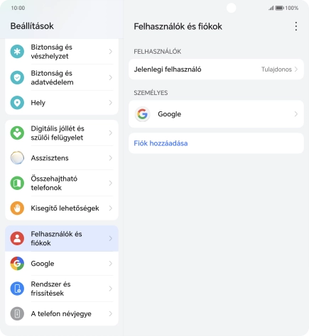 Válaszd a Fiók hozzáadása lehetőséget.