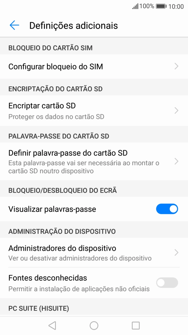 Prima Configurar bloqueio do SIM.