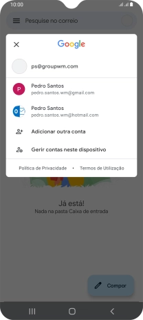 Prima a conta de e-mail pretendida.