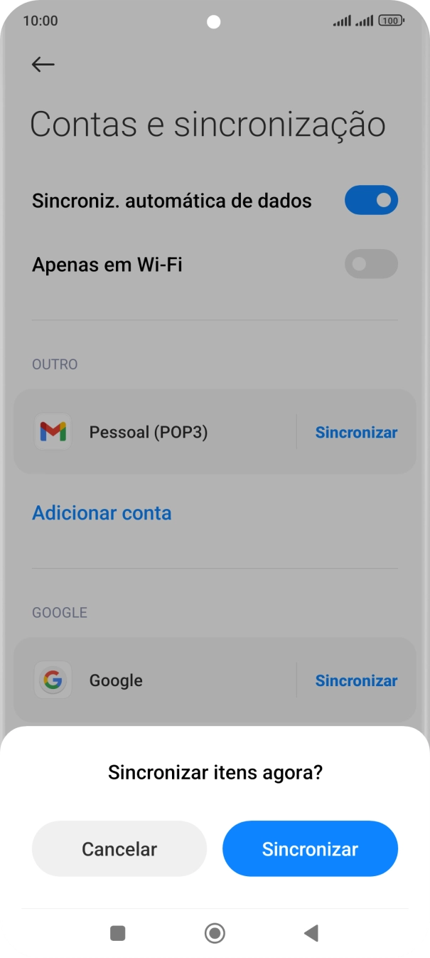 Se ativar a função, prima Sincronizar.