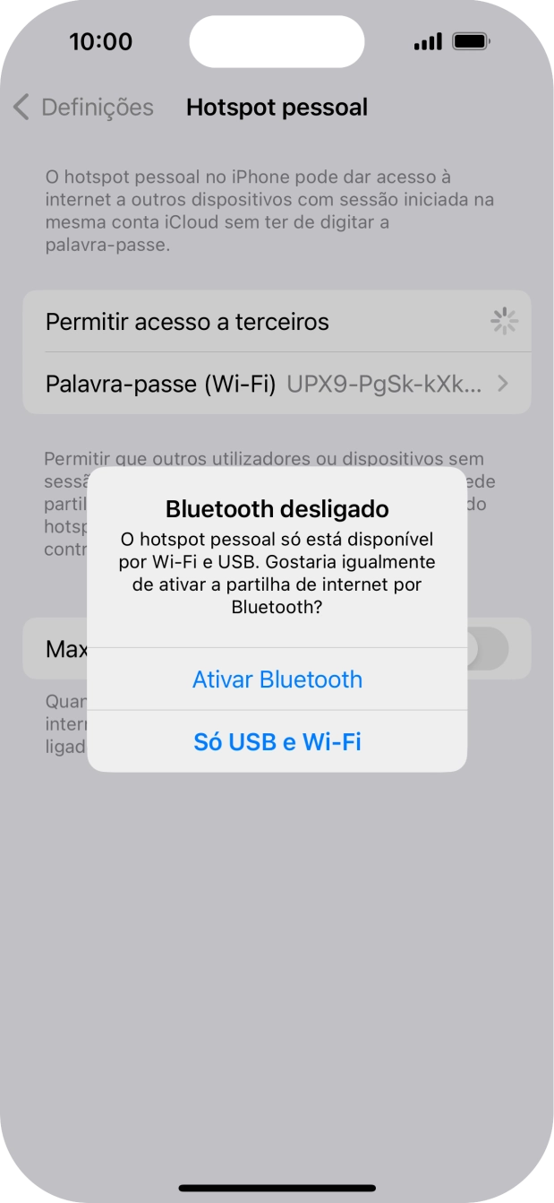 Se o Wi-Fi estiver desativado, prima Só USB e Wi-Fi .