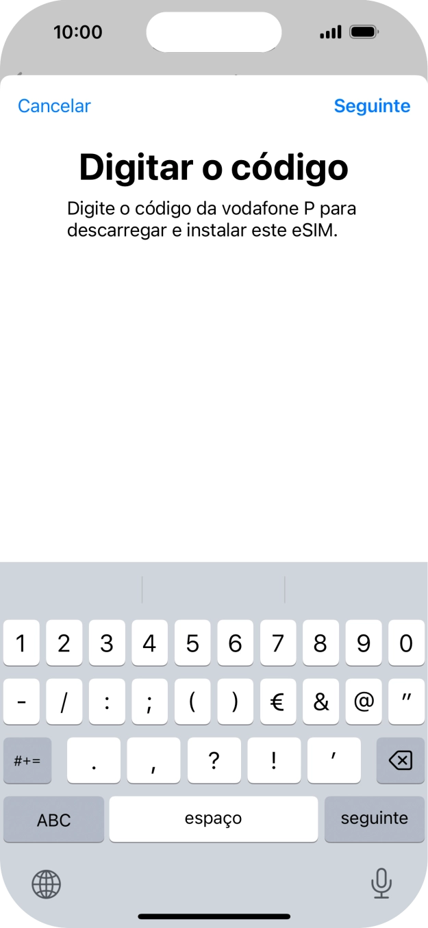 Introduza o código de confirmação enviado e prima Seguinte.