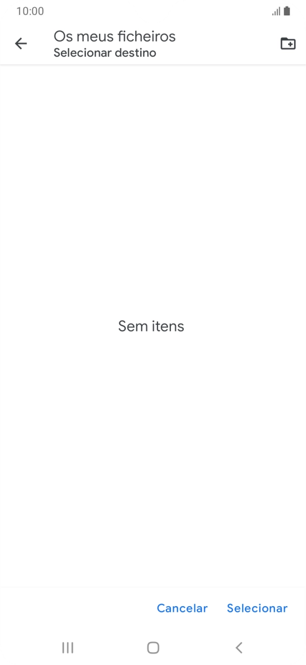 Se quiser criar uma nova pasta, prima o ícone de nova pasta e siga as indicações no ecrã para criar uma nova pasta.