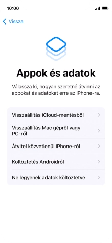 Válaszd a Ne legyenek adatok költöztetve lehetőséget, és kövesd a képernyőn megjelenő utasításokat az aktiválás befejezéséhez.