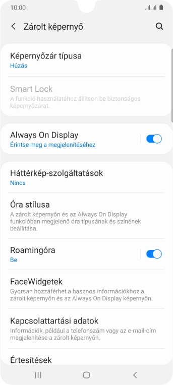 Válaszd a Képernyőzár típusa lehetőséget.