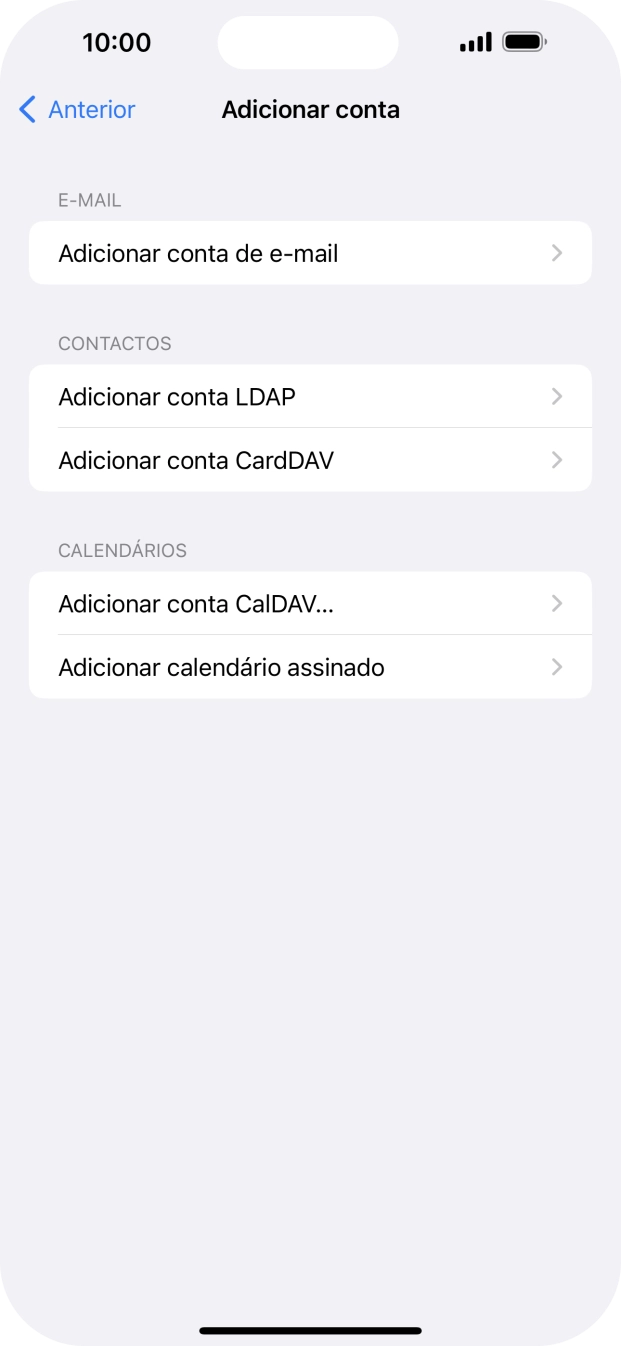 Prima Adicionar conta de e-mail.