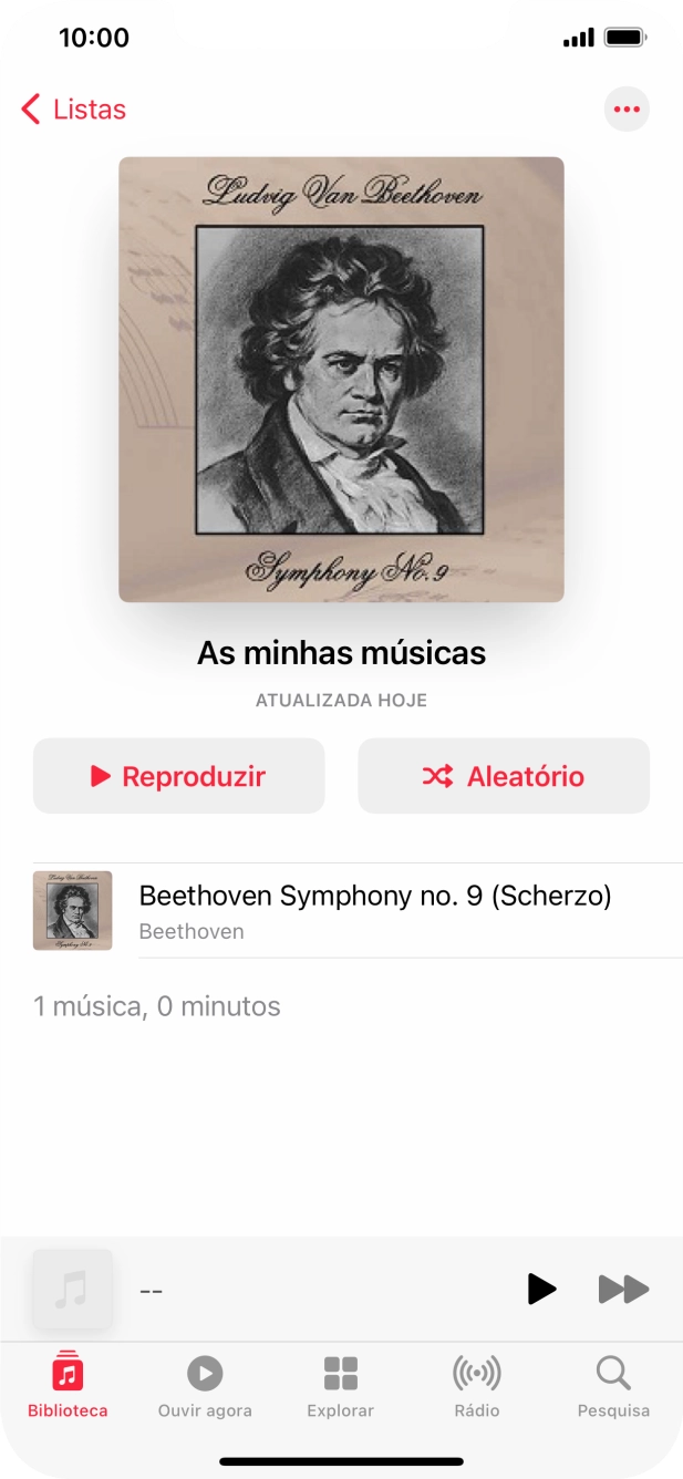 Vá até à categoria ou lista de reprodução pretendida e prima o ficheiro de música pretendido.