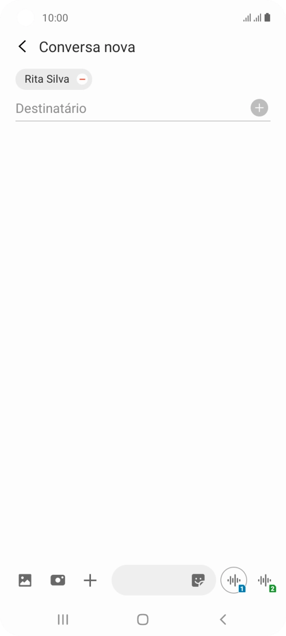 Prima o campo de escrita e escreva o texto da sua mensagem multimédia.