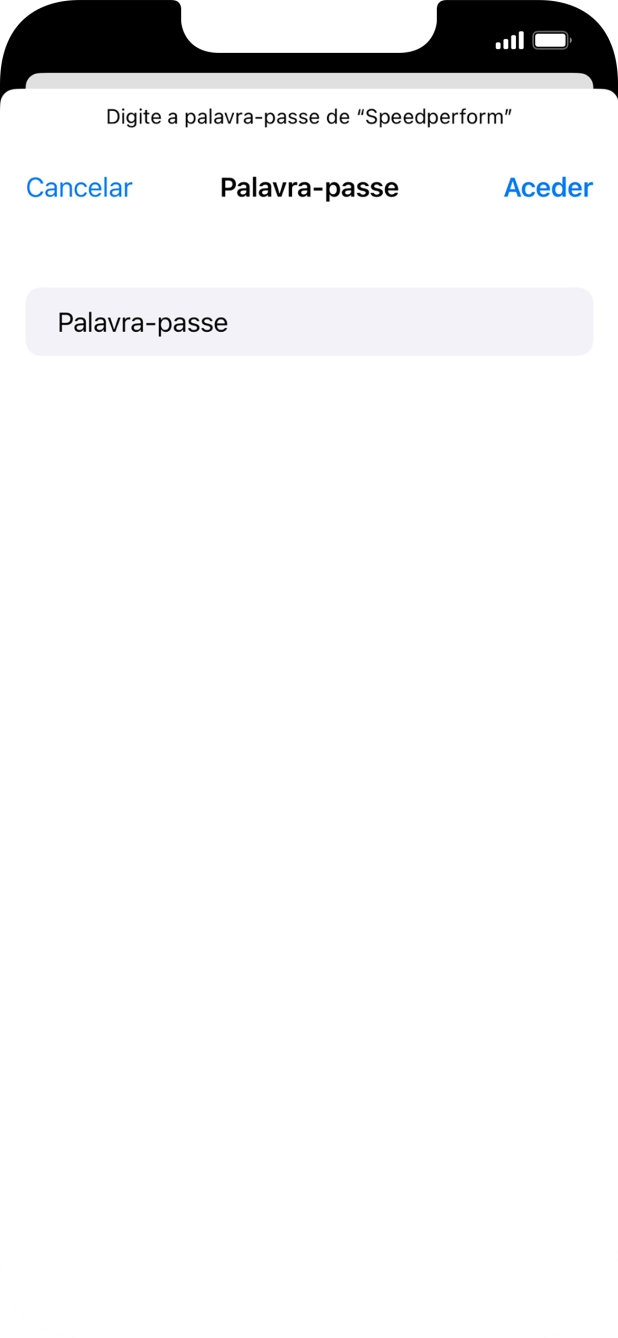 Introduza a password da rede Wi-Fi e prima Aceder.