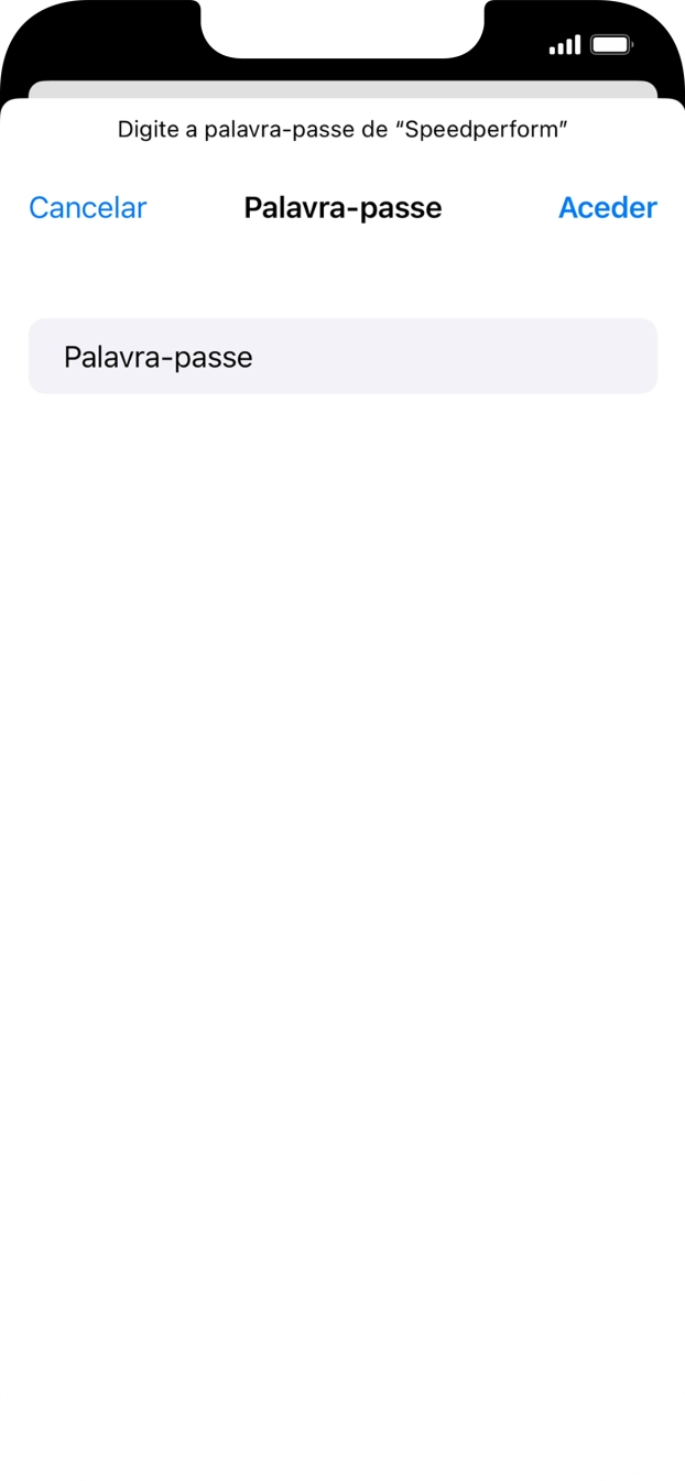 Introduza a password da rede Wi-Fi e prima Aceder.