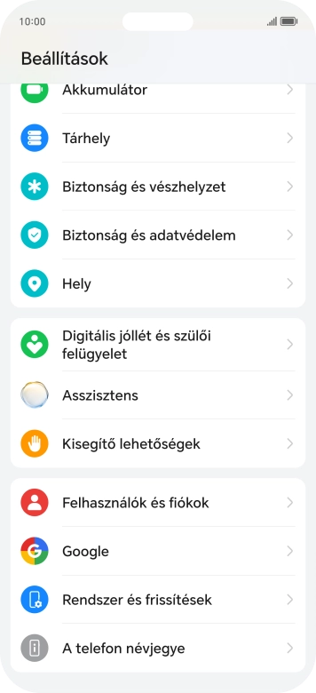 Válaszd a Felhasználók és fiókok lehetőséget.