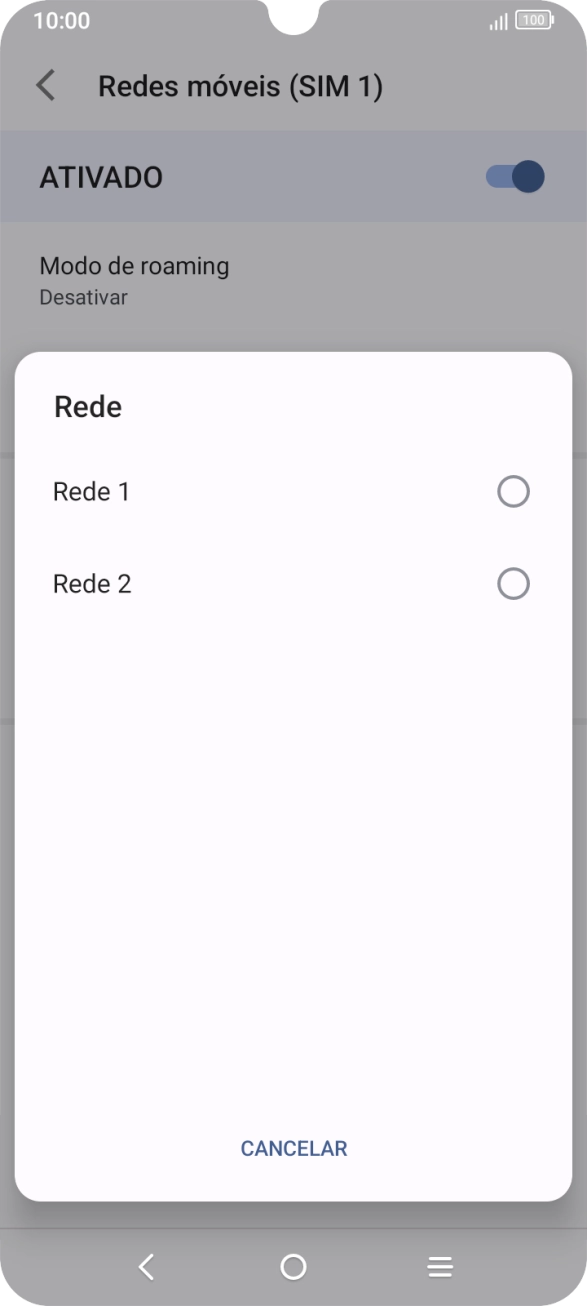 Prima a rede pretendida.