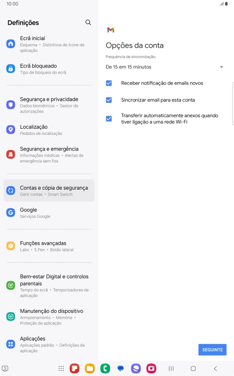 Se o ecrã mostrar esta imagem, a sua conta foi identificada e configurada automaticamente. Siga as indicações no ecrã para introduzir informações adicionais e concluir a configuração.