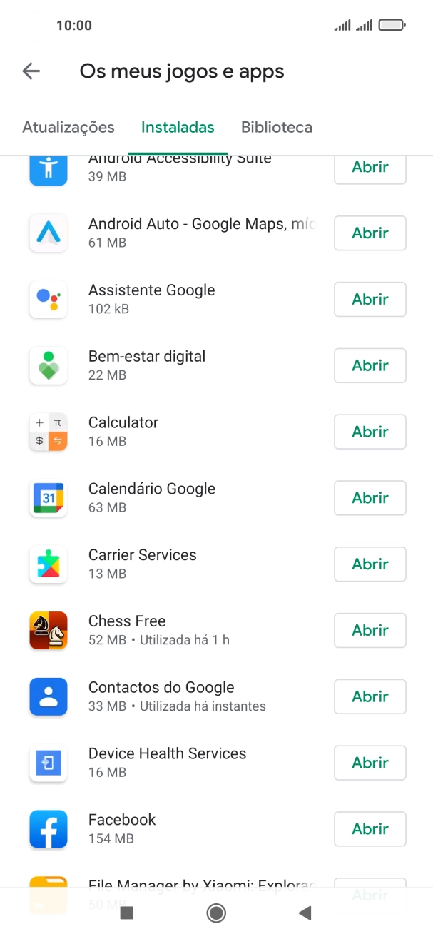 Prima a app pretendida.