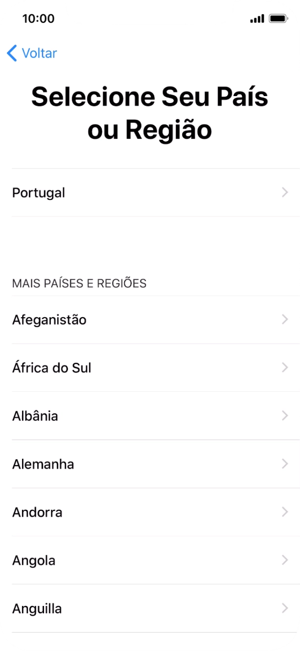 Prima a área ou país pretendido.