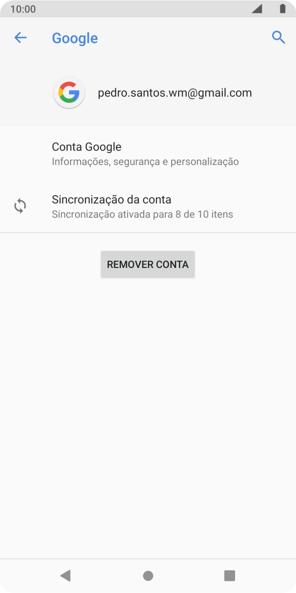 Prima Sincronização da conta.