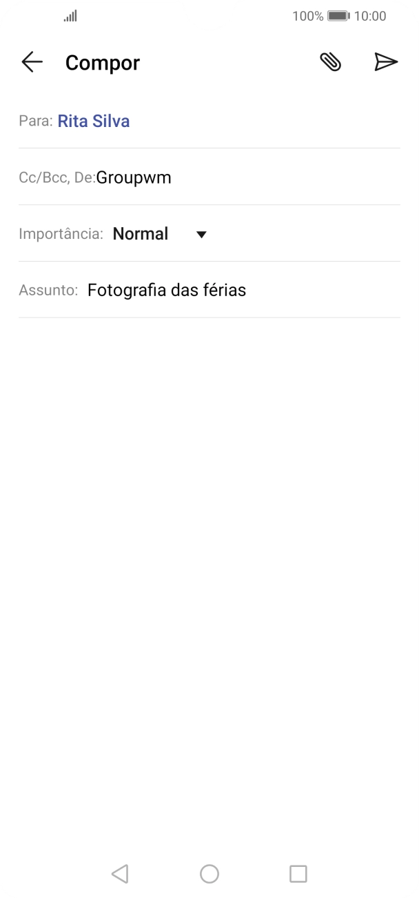 Prima o campo de escrita e escreva o texto do e-mail.