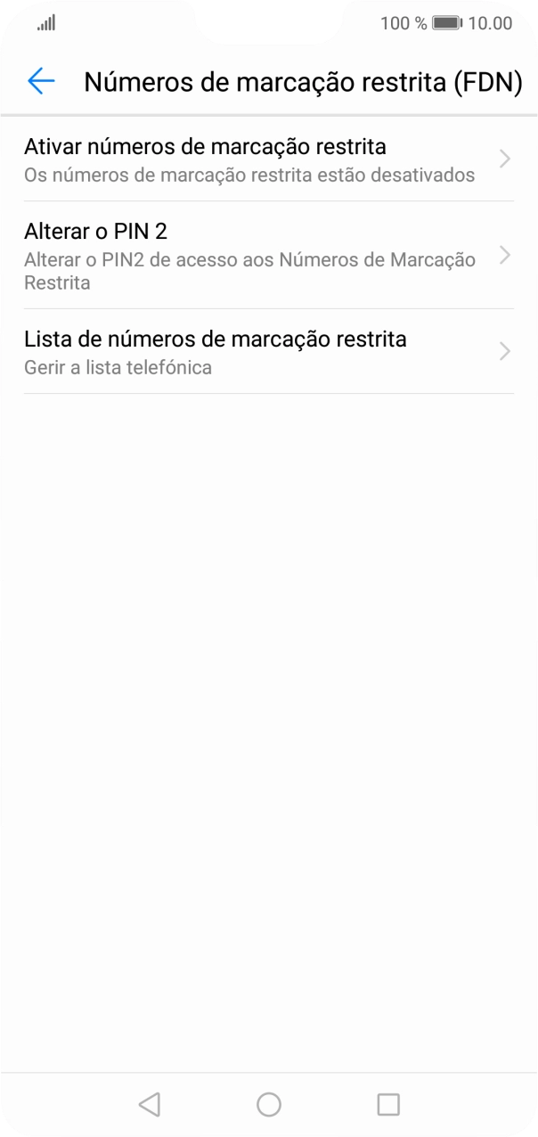 Prima Ativar números de marcação restrita para ativar a marcação permitida.
