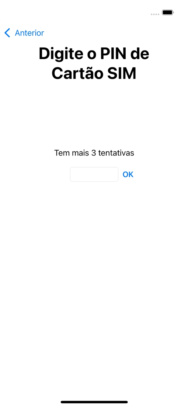 Se o cartão SIM estiver bloqueado, deve introduzir o código PIN e premir OK.