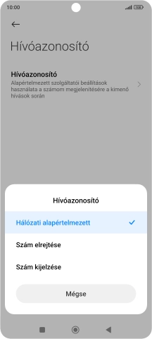 Válaszd a Szám kijelzése lehetőséget a hívószámküldés bekapcsolásához.