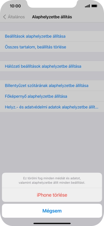 Válaszd az iPhone törlése lehetőséget.