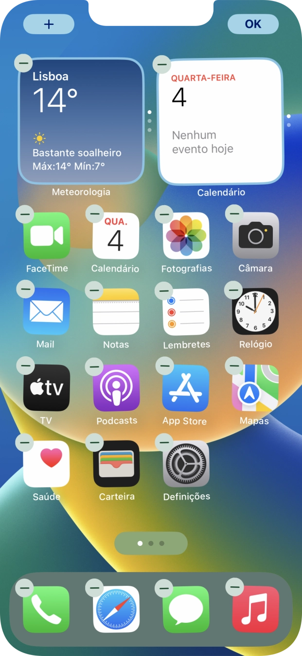Prima o ícone de páginas do ecrã inicial.