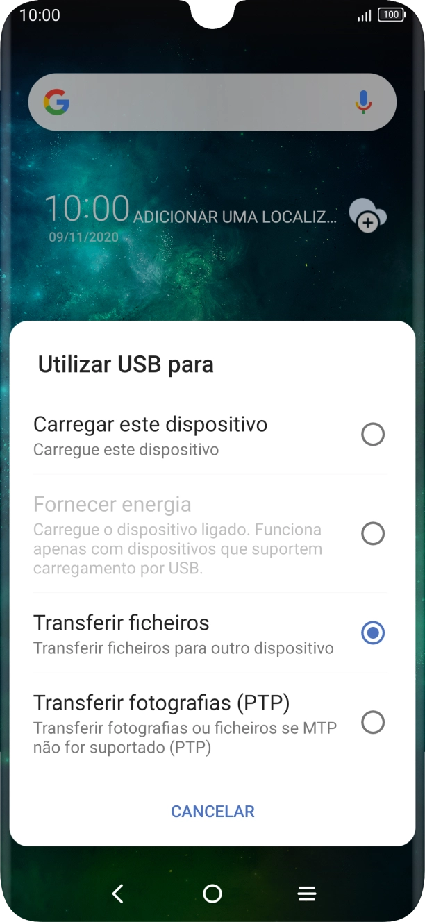 Prima Transferir ficheiros.