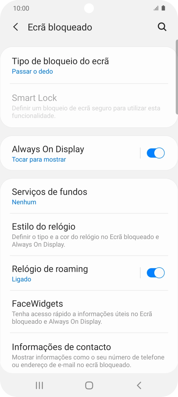 Prima Tipo de bloqueio do ecrã.