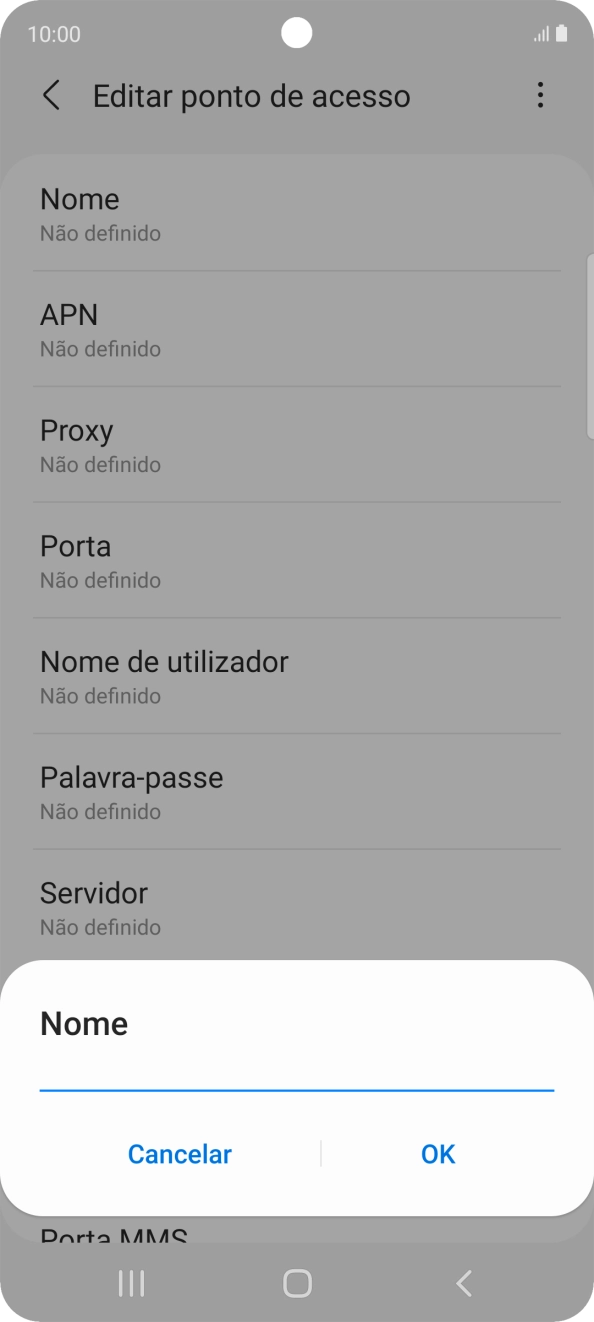 Introduza Vodafone Internet e prima OK.