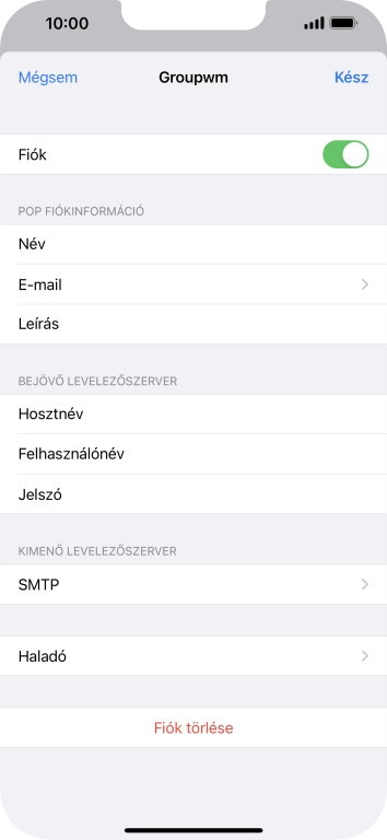 Válaszd az SMTP lehetőséget.