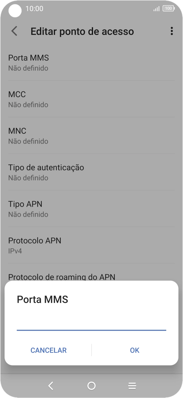 Introduza 80 e prima OK.