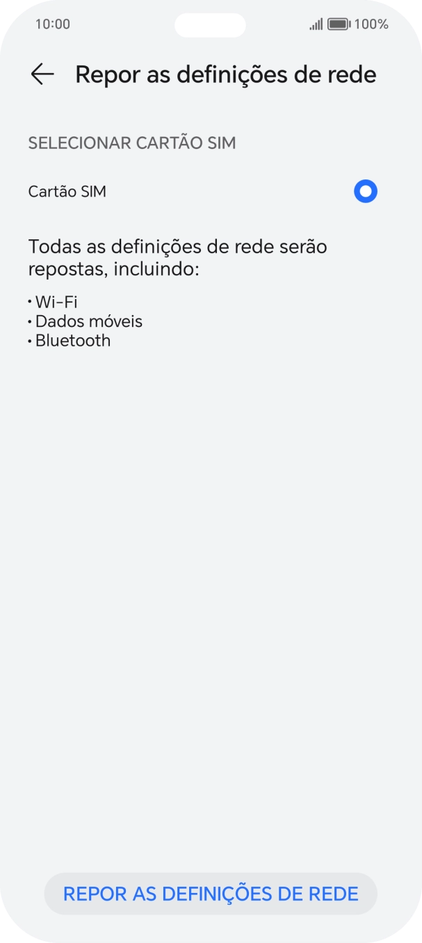 Prima REPOR AS DEFINIÇÕES DE REDE.