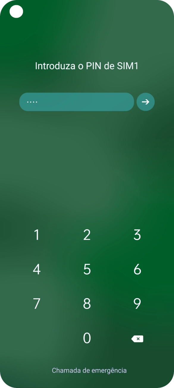 Se necessário, introduza o código PIN e prima a seta para a direita.