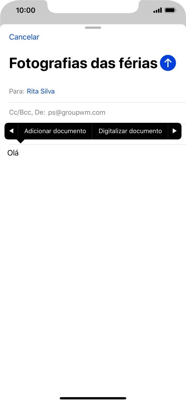 Prima Adicionar documento e siga as indicações no ecrã para anexar um documento.