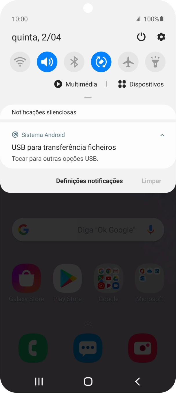Prima Tocar para outras opções USB..